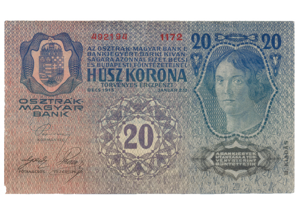 Billete Austria 20 Kronon 1919 sobre 1913  - Numisfila