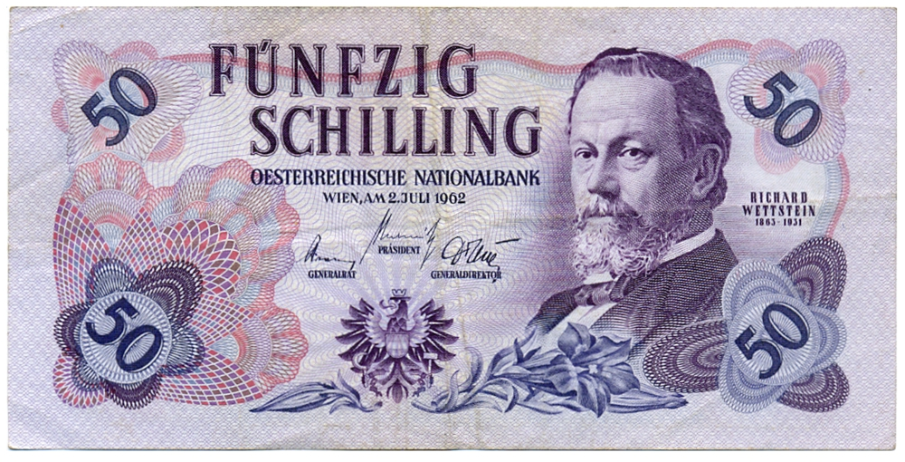 Billete Austria 50 Schilling 1962 - Richard Wettstein - Numisfila