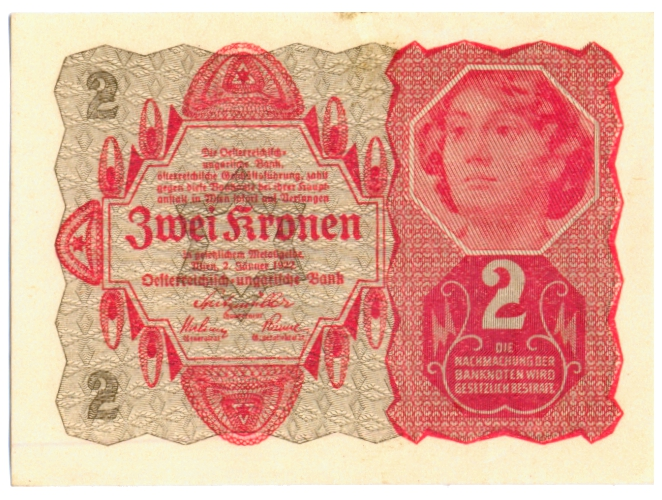 Billete Austria 1ra República 2 Kronen 1922 Banco Austro-Húngaro - Numisfila