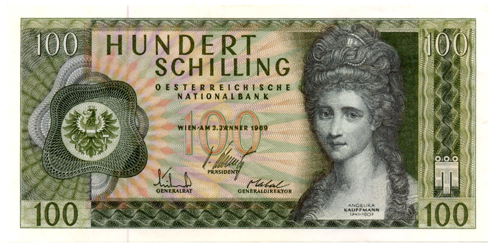 Billete Austria 100 Schilling 1969 - Pintora Angelica Kauffmann - Numisfila
