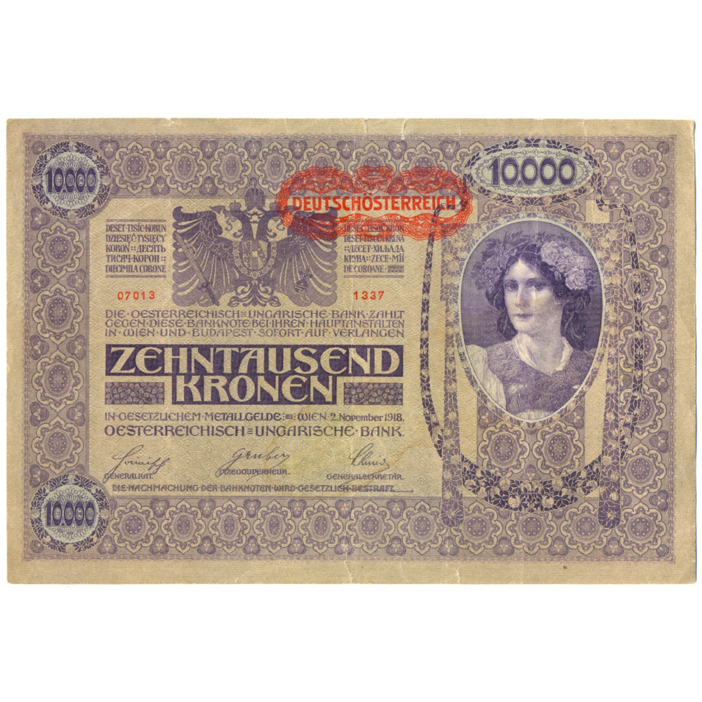  Billete Austria 10000 Kronen 1918 Imperio Hungaro  - Numisfila