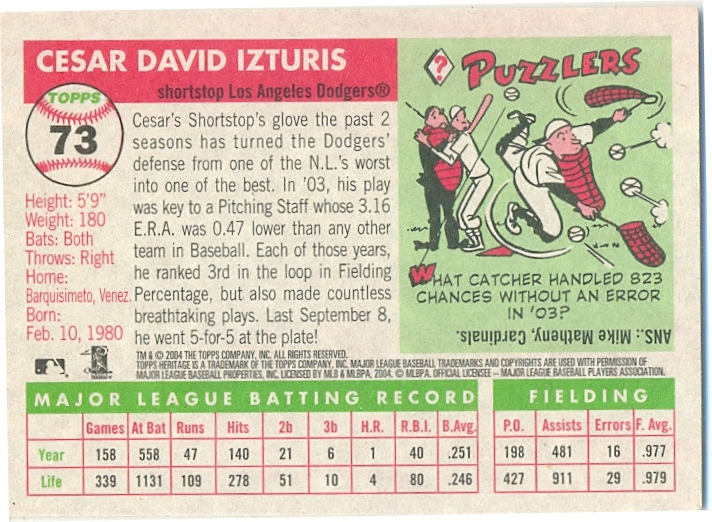 Barajita Cesar Izturis Topps 2004 # 73  - Numisfila