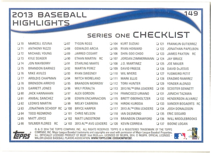 Barajita Miguel Cabrera Topps 2013 # 149  - Numisfila