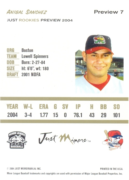 Barajita Anibal Sanchez Minors 2004 # P7  - Numisfila