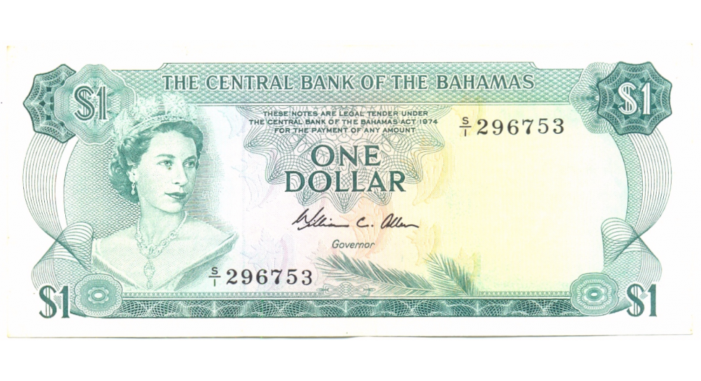 Billete Bahamas 1 Dolar 1974  - Numisfila