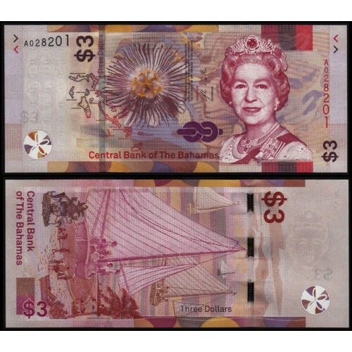 Billete Bahamas 3 Dolares 2019 - Numisfila