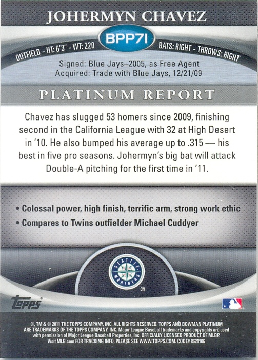 Barajita Johermyn Chavez Topps 2011 # BPP71  - Numisfila