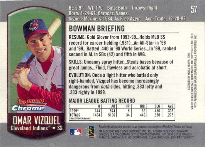 Barajita Omar Vizquel Bowman Chrome 2000 #57  - Numisfila