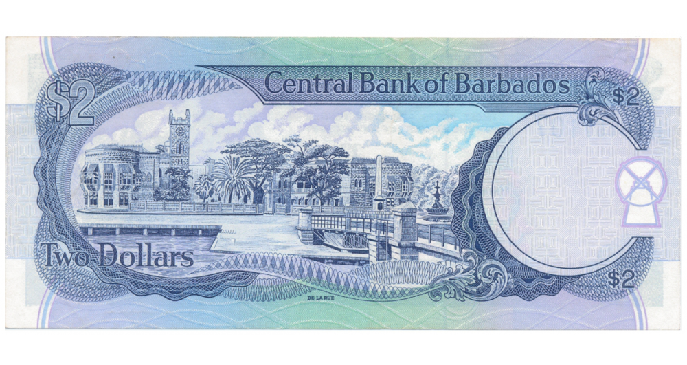 Billete Barbados 2 Dólares 1998 Bovell  - Numisfila