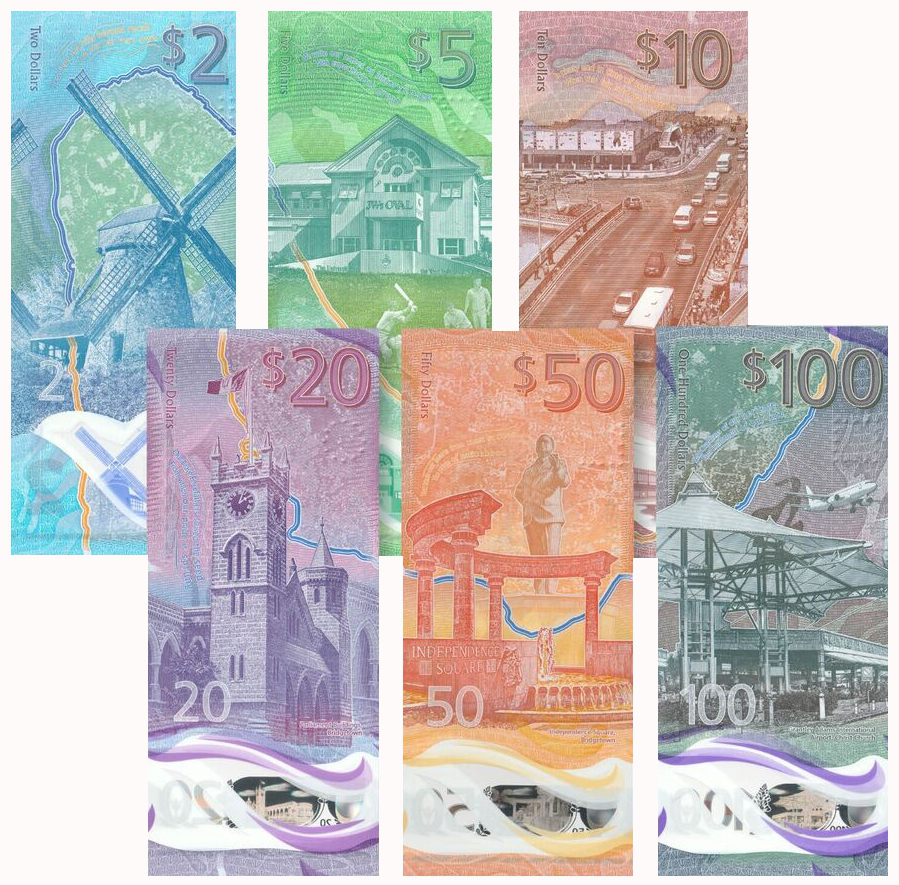 Set Completo 6 Billetes Plásticos Barbados 2022   - Numisfila
