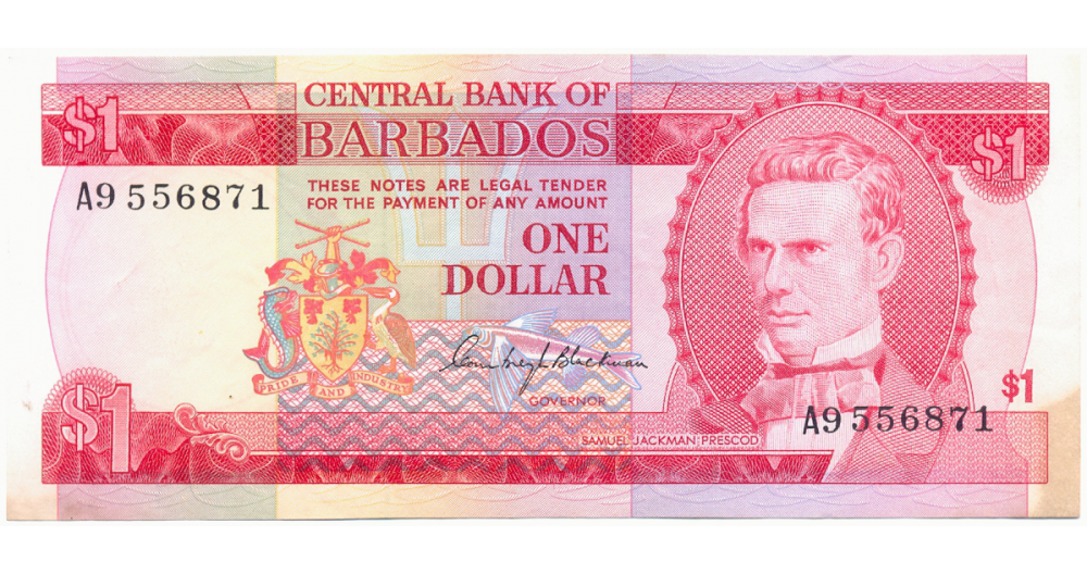 Billete Barbados 1 Dolar 1973   - Numisfila