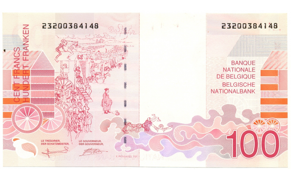 Billete Belgica 100 Francs 1995-2001 James Ensor  - Numisfila