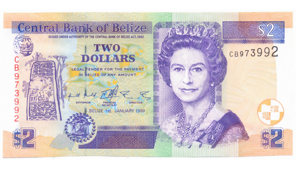 Billete Belice 2 Dolares 1999  - Numisfila