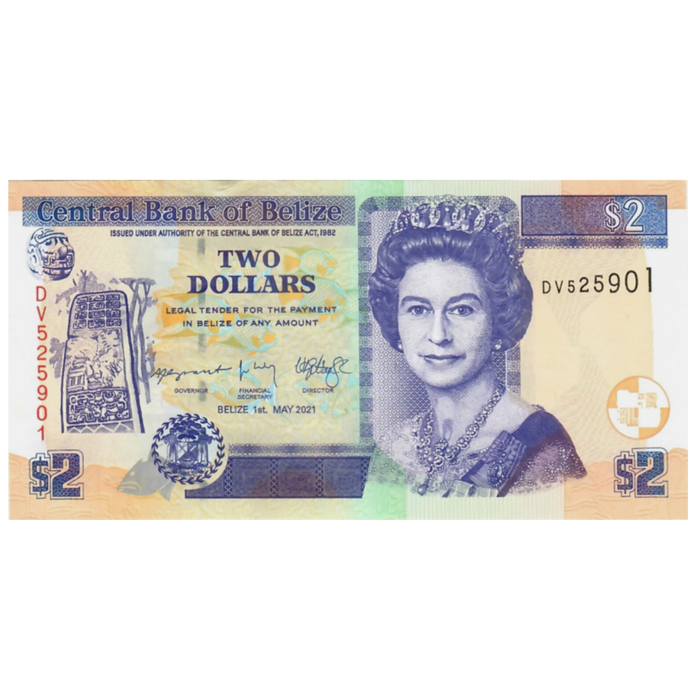 Billete Belice 2 Dólares 2021 Elizabeth II - Numisfila