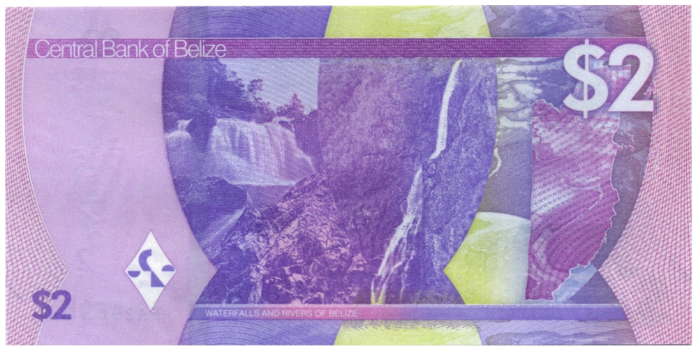 Billete Belice 2 Dolares 2025 - Philip Goldson  - Numisfila