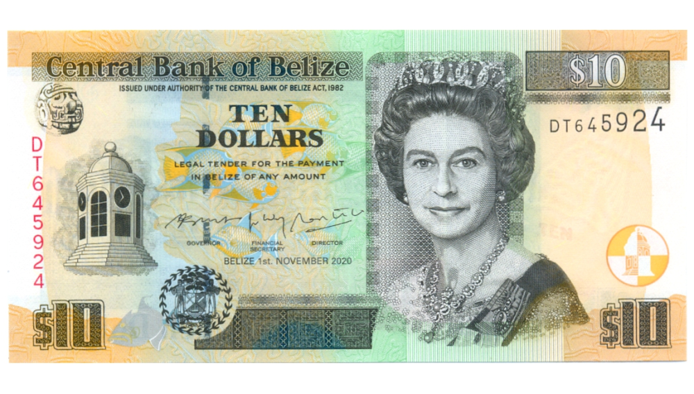 Billete Belice 10 Dolares 2020 - Reina Isabel II - Numisfila