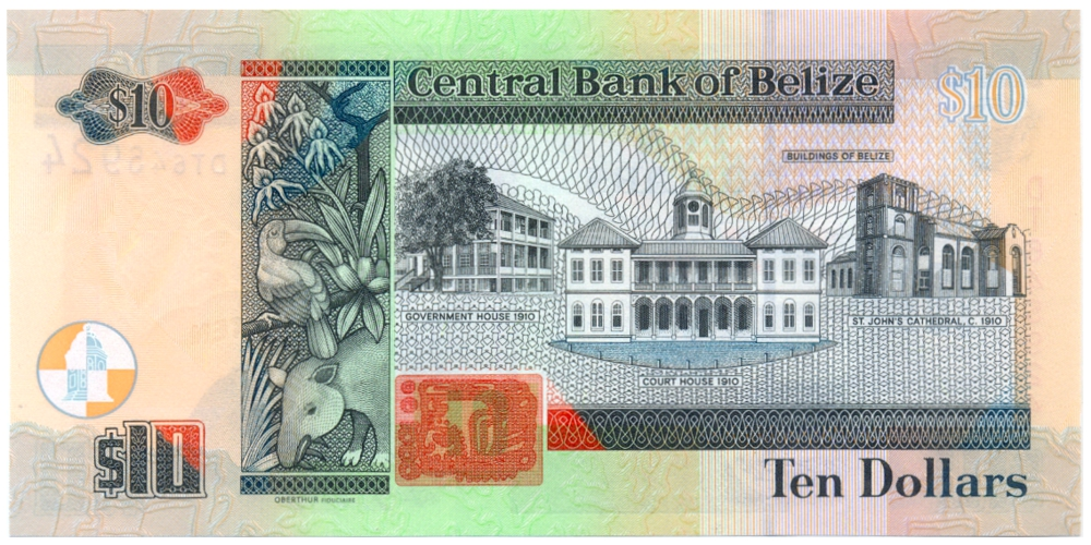 Billete Belice 10 Dolares 2020 - Reina Isabel II  - Numisfila