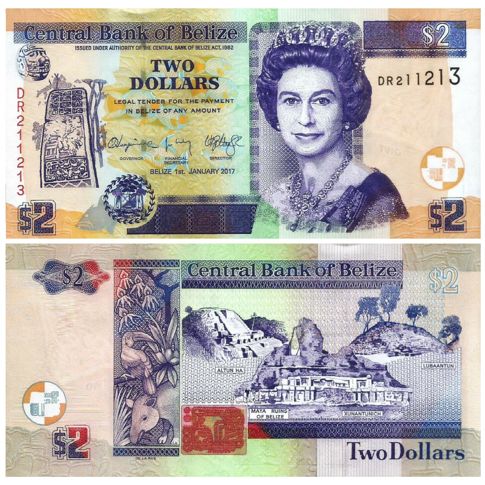 Billete Belice 2 Dólares 2017 Elizabeth II  - Numisfila