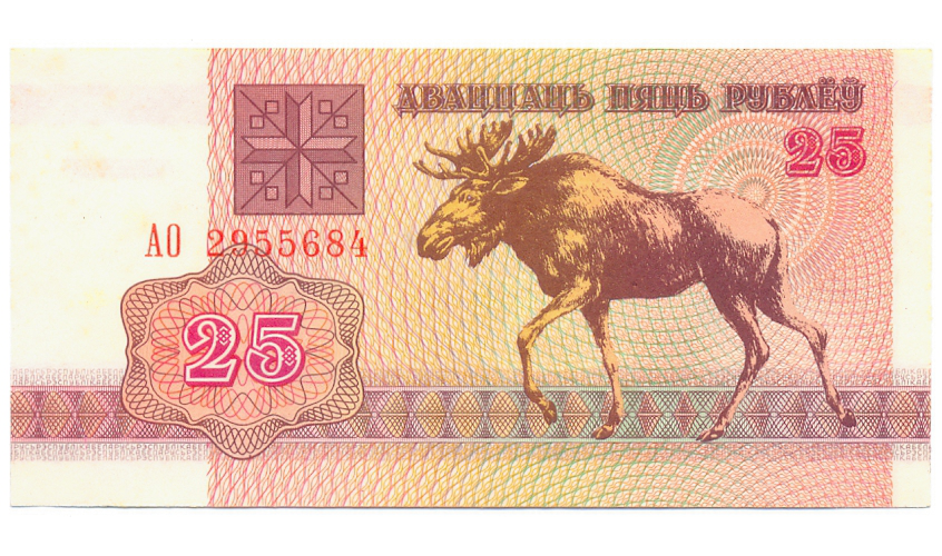 Billete Bielorusia 25 Rubles 1992  - Numisfila