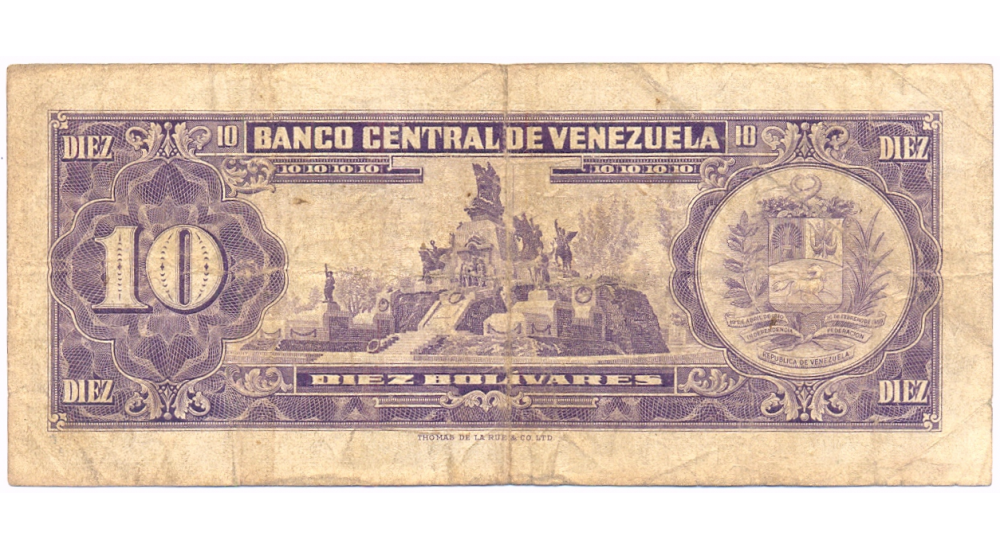 Billete 10 Bolívares 1963 K7 Serial K5565446  - Numisfila