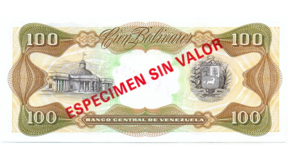 Billete 100 Bolívares Diciembre 1992 Especimen Sin Valor   - Numisfila