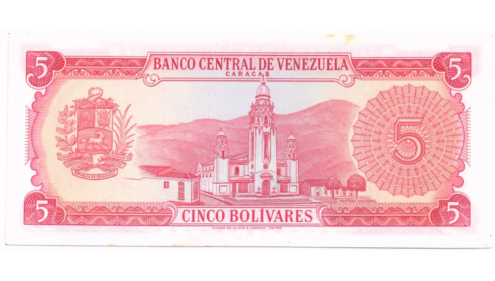 Billete 5 Bolívares 1974 X7 Serial X5837742  - Numisfila