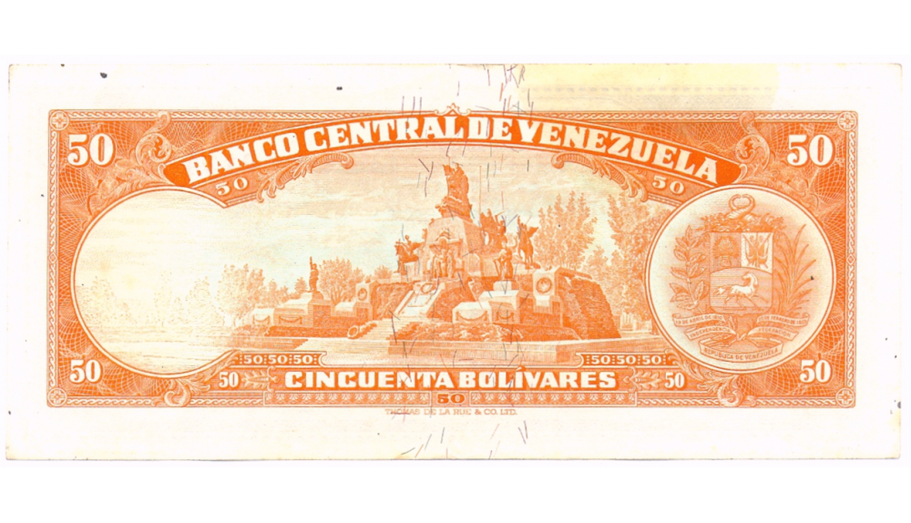 Billete 50 Bolívares 1970 R7 Serial R1344923  - Numisfila