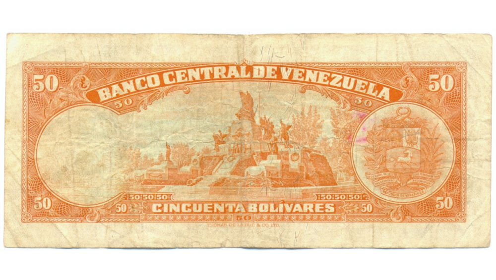 Billete 50 Bolívares Febrero 1972 T7 Serial T1426555  - Numisfila