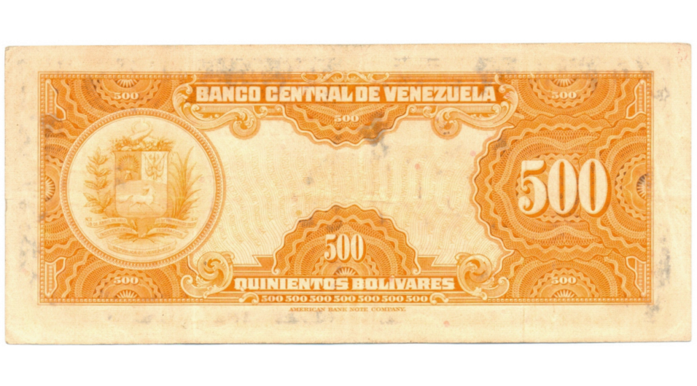 Billete 500 Bolívares 1969 Canario C6 Serial C502232  - Numisfila