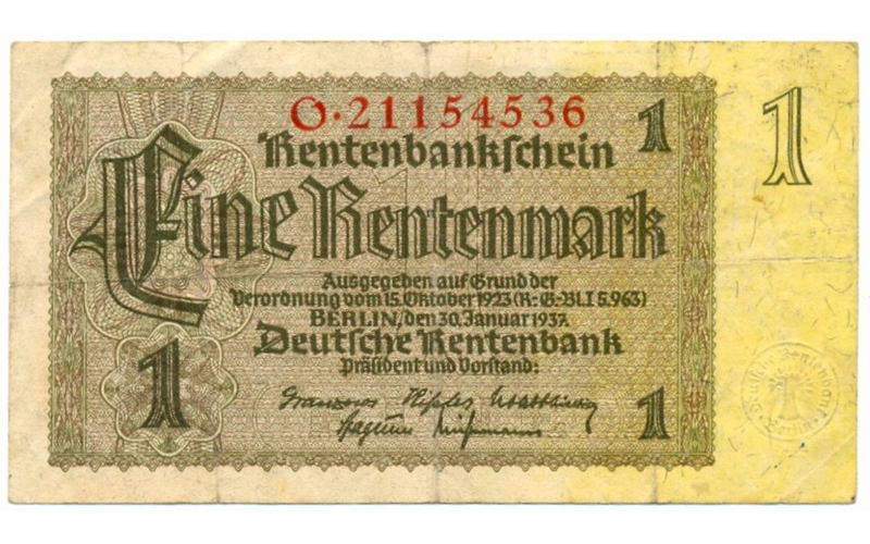 Billete Alemania 1 Rentenmark 1937 Weimar - Numisfila