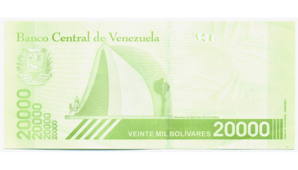 Billete A00900900 Capicúa 20.000 Bolívares 2019  - Numisfila