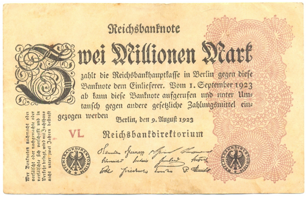 Billete Alemania Weimar 2 Millionen Mark 1923  - Numisfila