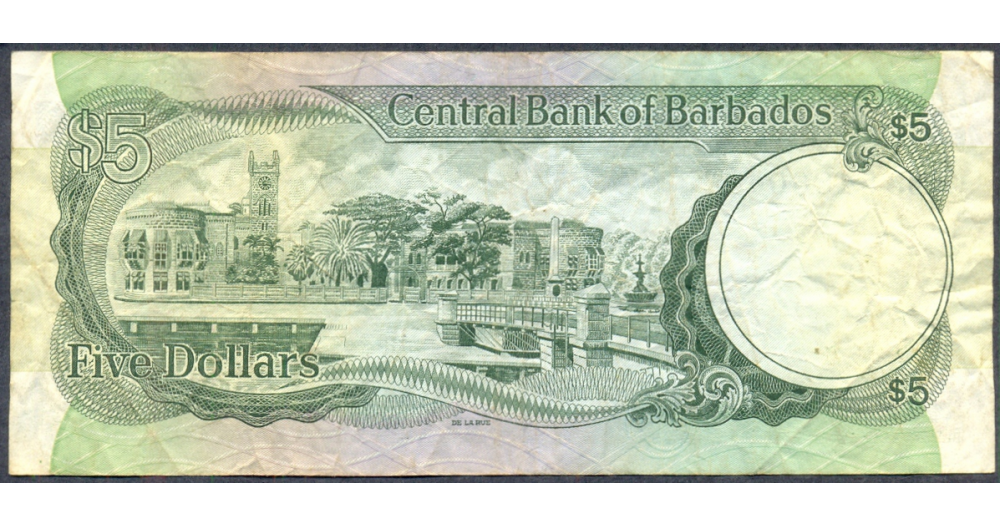 Billete Barbados 5 Dólares 1973 Prescod  - Numisfila