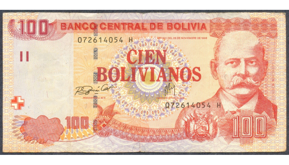 Billete Bolivia 100 Bolivianos 1997 Gabriel René Moreno  - Numisfila