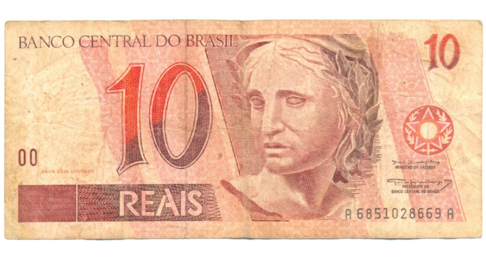 Billete Brasil 10 Reales 1997 Guacamaya  - Numisfila