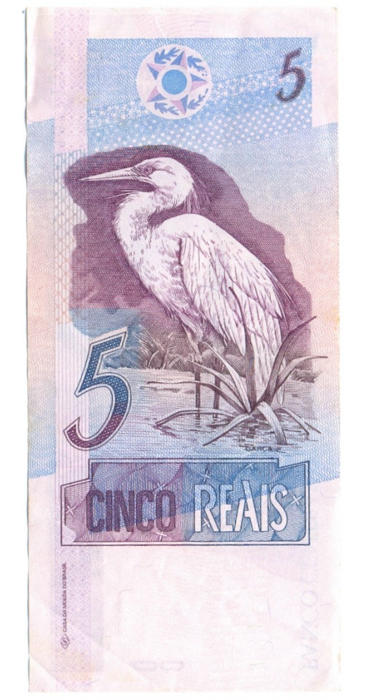 Billete Brasil de 5 Reales de 1997   - Numisfila