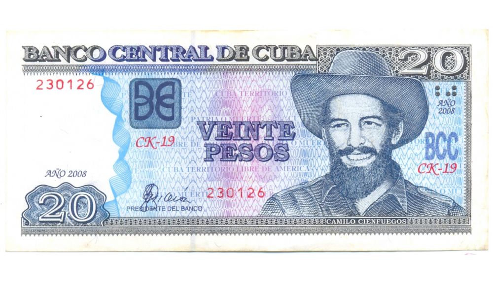 Billete de Cuba 20 Pesos 1998 Camilo Cienfuegos  - Numisfila