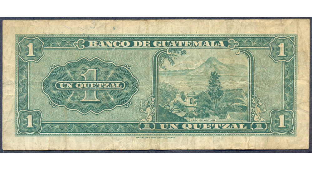Billete Guatemala 1 Quetzal 1964 Palacio Capitanes  - Numisfila