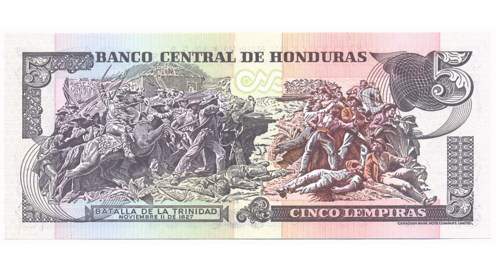 Billete Honduras 5 Lempiras 2003 Morazán Quezada  - Numisfila