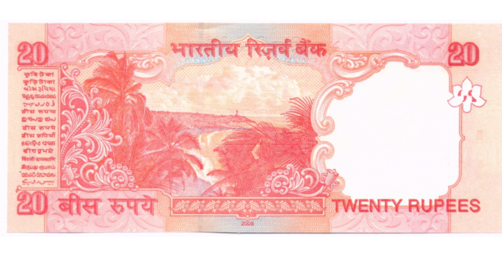 Billete India 20 Rupees 2010 Mahatma Gandhi  - Numisfila