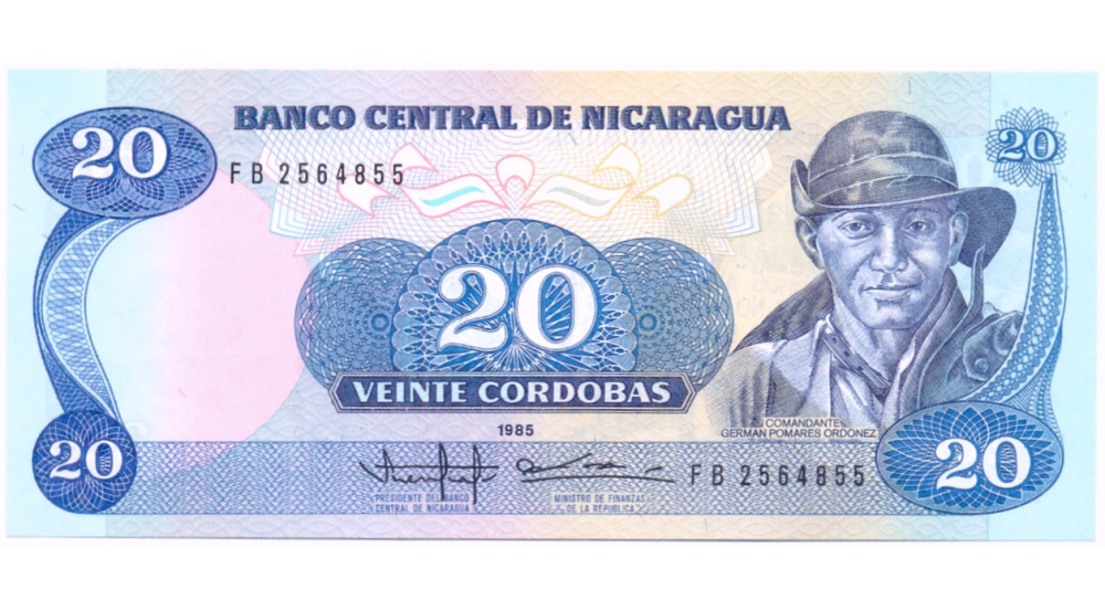 Billete Nicaragua 20 Cordobas 1985 El Danto  - Numisfila