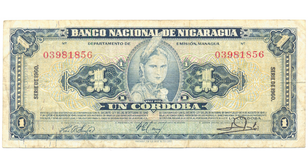 Billete Nicaragua 1 Córdoba 1960  - Numisfila