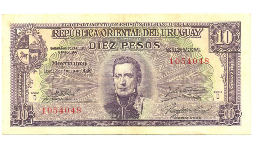 Billete de Uruguay 10 Pesos de 1939 - Numisfila