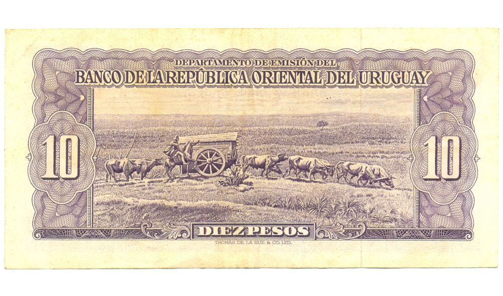 Billete de Uruguay 10 Pesos de 1939  - Numisfila