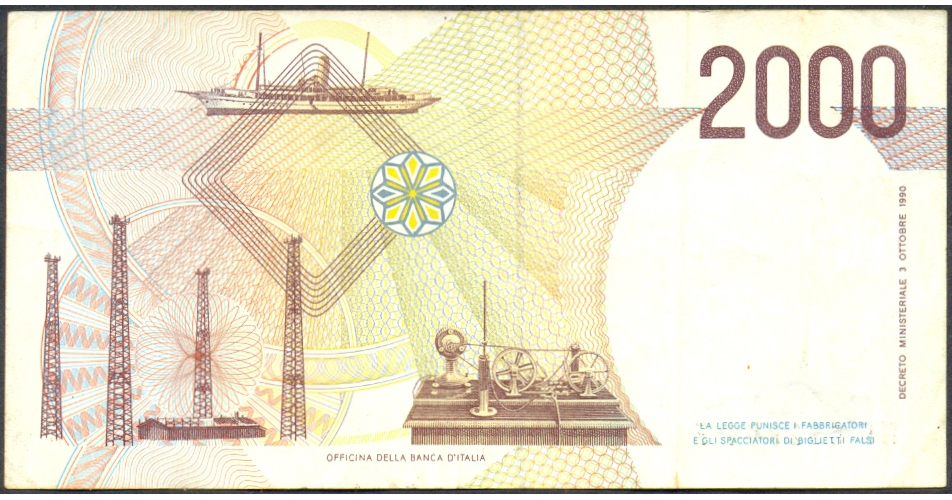 Billete Italia 2.000 Lire 1990 Guglielmo Marconi   - Numisfila