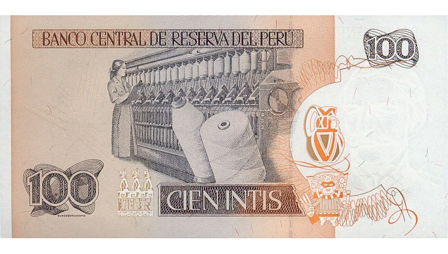 Billete Peru 100 Intis 1987 Ramón Castilla  - Numisfila
