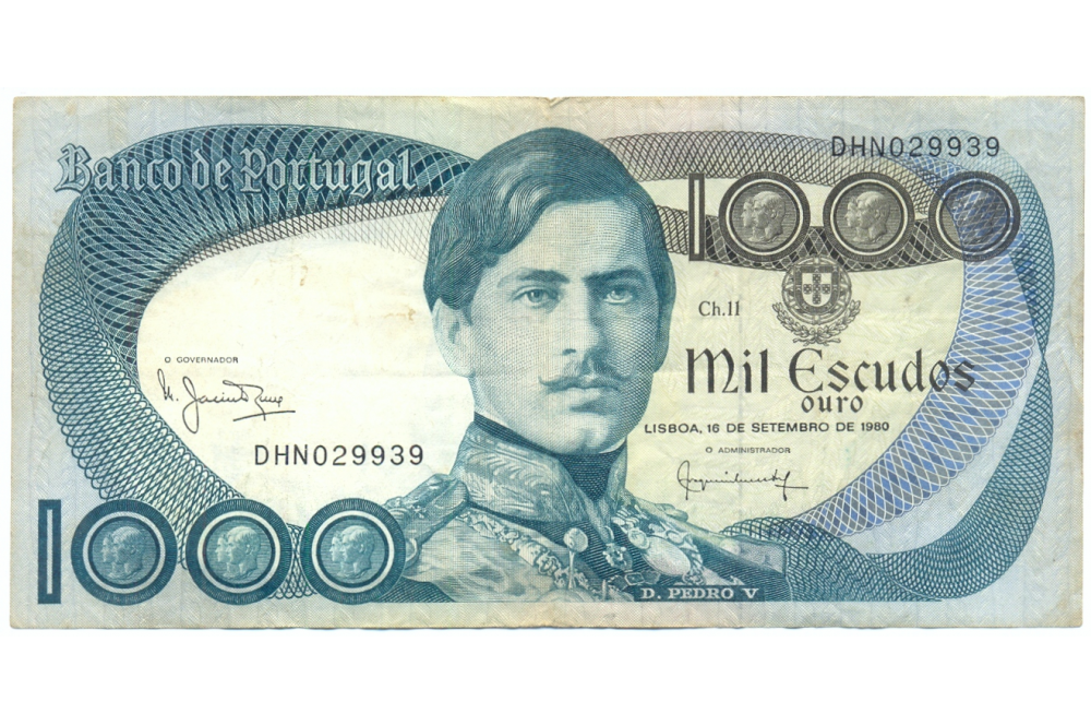 Billete Portugal 1.000 Escudos 1980 Pedro V - Numisfila