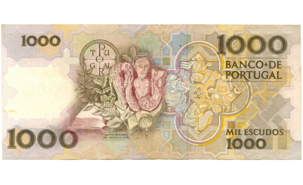 Billete Portugal 1.000 Escudos 1988 Teofilo Braga  - Numisfila