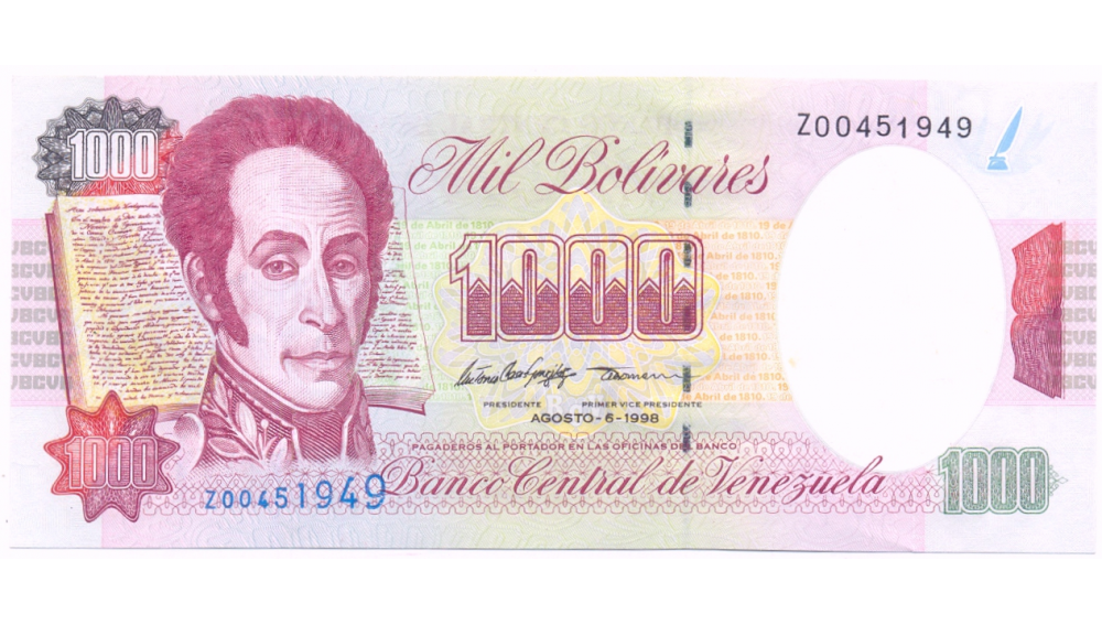 Billete Reposicion 1000 Bs Agosto 1998 Z00451949 - Numisfila