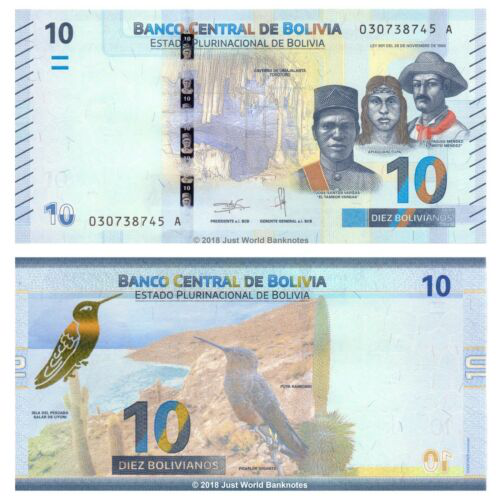 Billete Bolivia 10 Bolivianos 2018 Comeflor Gigante  - Numisfila